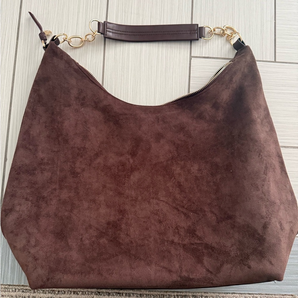 VS Brown Suede Hobo Shoulder Bag - Picture 3 of 8